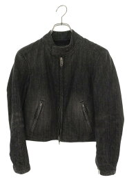 バレンシアガ BALENCIAGA　サイズ:36 790500 TQW58 クロップドジップアップデニムジャケット(ブラック)【227062】【BS99】【レディース】【中古】bb132#rinkan*B