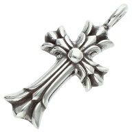 クロムハーツ Chrome Hearts　 DBL CH CRS ダブルCHクロス チャーム シルバーネックレストップ(シルバー …