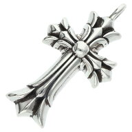 クロムハーツ Chrome Hearts　 DBL CH CRS ダブルCHクロス チャーム シルバーネックレストップ(シルバー …