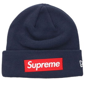 シュプリーム SUPREME　×ニューエラ New Era 24AW New Era Box Logo Beanie ボックスロゴビーニーニット帽(ネイビー)【109062】【BS99】【小物】【中古】bb187#rinkan*B