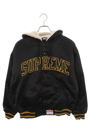 シュプリーム SUPREME　×ミッチェルアンドネス Mitchell&Ness サイズ:S 25AW Mitchell & Ness Lined Hooded Satin Varsity Jacket 裏地ボアサテンバーシティジャケットブルゾン(ブラック)【908062】【BS99】【メンズ】【中古】bb187#rinkan*A