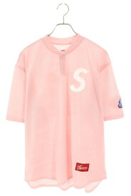 シュプリーム SUPREME　サイズ:M 25SS Logo Baseball Henley ロゴベースボールヘンリーTシャツ(ピンク)【528062】【FK04】【メンズ】【中古】bb523#rinkan*B