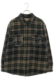 シュプリーム SUPREME　×トゥルーレリジョン TRUE RELIGION サイズ:L 25AW Quilted Lined Plaid Flannel Shirt キルティングライナーチェックフランネル長袖シャツ(ブラウン)【729062】【BS99】【メンズ】【中古】bb51#rinkan*S