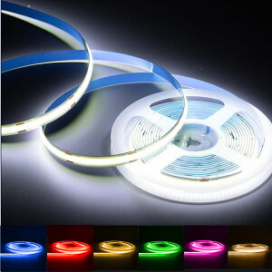 �ɔ� 24V COB �ʔ��� LED �e�[�v���C�g �z���C�g �� �u���[ �� �C�G���[ �� ���b�h �� �O���[�� �� �s���N �d���F 5M 480�A/m 8mm �J�b�g �F�����Ȃ� �ؒf �_�� �h�� �`���[�u���C�g