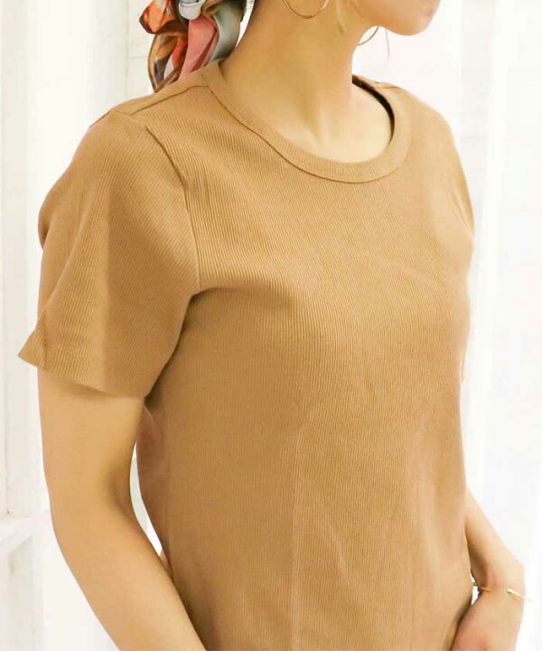 3 L オーバーサイズリブTシャツベージュ