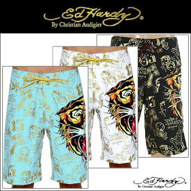 Ed Hardy タイガー スイムウェア 　海　プール ビーチ　アメカジ　アメリカン　ロック　セレカジ 送料無料 メンズ　水着 　海パン　エドハーディー