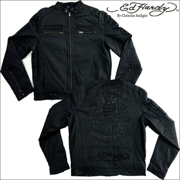 楽天市場】Ed Hardy ライダース レザージャケット メンズエド 