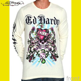 送料無料 メンズ　ロンT　長袖　エドハーディー　Men's Ed Hardy "Love Kills Slowly & Dragons" L　S Multiprint Tee in Beige ed-127　マルチプリント ラブキル　スローリー＆ドラゴン　 ed-127　アメカジ　アメリカン　ロック　セレカジ