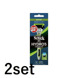【2セット】 シック ハイドロ5 プレミアム 敏感肌用 ホルダー 本体 (刃付き) 5枚刃 カミソリ 剃刀 替刃 髭剃り ひげそり 産毛 T字カミソリ 敏感肌 男性 schick