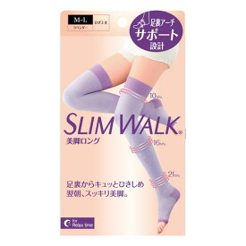 2個セット スリムウォーク 美脚ロング M～Lサイズ SLIMWALK 着圧 インナー 美脚 レッグケア 就寝 お休み用 すっきり ひきしめ 寝ながら レギンス ソックス すっきり美脚 美脚リフト構造 ラベンダーカラー