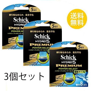 3個セット シック ハイドロ5 プレミアム パワーセレクト 替刃 8個入X3セット 5枚刃 替刃 交換 替え刃 カミソリ 剃刀 髭剃り ひげそり T字カミソリ 男性 schick hydro メンズ パラレルフィン・ガー