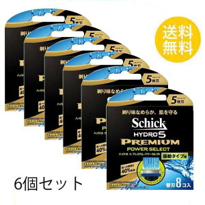 6個セット シック ハイドロ5 プレミアム パワーセレクト 替刃 8個入X6セット 5枚刃 替刃 交換 替え刃 カミソリ 剃刀 髭剃り ひげそり T字カミソリ 男性 schick hydro メンズ パラレルフィン・ガー
