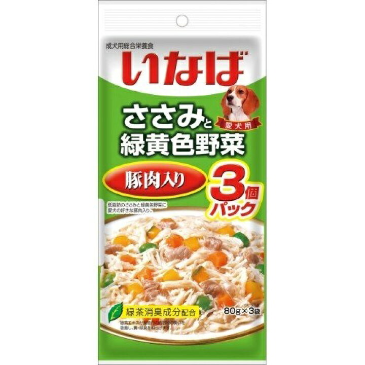 楽天市場 送料無料 ささみと野菜 豚肉 80g 3p Qdr 25 ペットフード 犬 エサ ブタ ササミ 鶏肉 野菜 ドッグフード ウェット パウチ ペットグッズ いなばペットフード お試し レトルトパウチ 人参 グリンピース かぼちゃ 低脂肪 わんちゃんの総合栄養食 Nstyle 楽天市場店