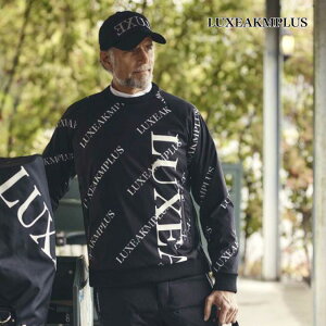 【SUMMER SALE】【返品不可】LUXEAKMPLUS リュクスエイケイエムプラス メンズ レディース バイカラー 総柄 中綿 スニード ジャック クルーネック 長袖 ストレッチ 保温 ラグジュアリー スポーツ S-X