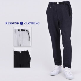 RESOUND CLOTHING リサウンド クロージング PAT WIDE EASY PANTS メンズ ウェビングベルト付き イージー スラックス フルレングス ワイドテーパード ストレッチツイル 股上深め ラグジュアリー 西海岸 アメカジ 1-3 S-L RC31-ST-036