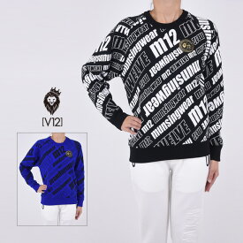 【期間限定ポイント10倍】【返品不可】【V12×MUNSINGWEAR】V12 ヴィトゥエルブ M12 KNIT メンズ レディース ニット クルーネック 長袖 総柄ロゴ マンシングウェア ゴルフ スポーツ アウトドア ファッション 0-1 S-M V122121-KN21