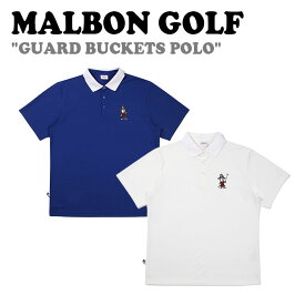 マルボンゴルフ ポロシャツ MALBON GOLF メンズ GUARD BUCKETS POLO ガード バケット ポロ IVORY アイボリー BLUE ブルー M3221PTS91IVY/BLU ウェア