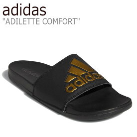 アディダス スリッパ adidas メンズ ADILETTE COMFORT アディレッタ コンフォート BLACK ブラック GOLD ゴールド EG1850 シューズ 【中古】未使用品