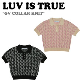 ラブイズトゥルー 半袖ニット LUV IS TRUE レディース GV COLLAR KNIT カラー ニット BLACK ブラック BEIGE ベージュ 4442699/702 ウェア