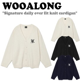 ウアロン アウター WOOALONG メンズ レディース Signature daily over fit knit cardigan シグネチャー デーリー オーバーフィット ニット カーディガン BLACK ブラック NAVY ネイビー IVORY アイボリー SE4DCA710BK/NA/IV ウェア