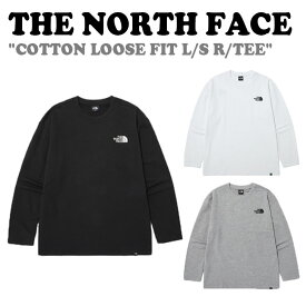 ノースフェイス 韓国 ロンT THE NORTH FACE メンズ レディース COTTON LOOSE FIT L/S R/TEE コットン ルーズフィット 長袖 レギュラー Tシャツ BLACK ブラック WHITE ホワイト MELANGE GREY メランジ グレー NT7TN90A/B/C ウェア 【中古】未使用品