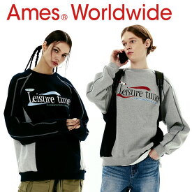 アメス ワールドワイド トレーナー Ames Worldwide 正規販売店 メンズ レディース LEISURE TIME LOGO SWEATSHIRT レジャー タイム ロゴ スウェットシャツ GREY グレー NAVY ネイビー AM2DSUM441AGY/NV ウェア