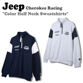 ジープ トレーナー Jeep メンズ レディース Cherokee Racing Color Half Neck Sweatshirts チェロキー レーシング カラー ハーフ ネック スウェットシャツ MelangeWhite メランジホワイト Navy ネイビー JO5TSU837MW/NA ウェア