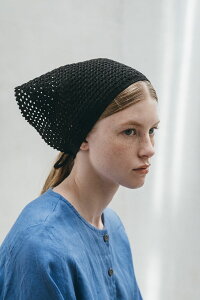 (fog linen work)リネン ニット スカーフ ブラック(フォグリネンワーク)