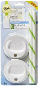 iC\W[jBall Sip & Straw Lids 4/Pkg-Wide Mouth C\W[p Ch}EXp4pbN