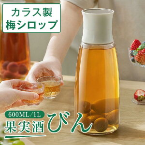 保存容器 【ガラス製/注ぎ口付き】梅酒瓶 果実酒ビン 保存瓶 600ml 1000ml 梅シロップ フルーツシロップ 梅酒 ボトル 密閉 耐熱 果実酒びん 仕込み瓶 ガラス製 保存容器 保存瓶 梅 シロップ フル