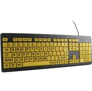 USB�L���L�[�{�[�h �啶�� �V�l/���o��Q�җp ����Ҍ��� �劈���v�����g �ϖ��Ր� 104�L�[�t���T�C�Y �p��z�� �傫������ PC/Macbook/Windows/�m�[�g�p�\�R���ɑΉ� (���F�̃{�^��)