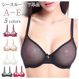 ブラジャー 単品 ノーパッド 透け透け レディース シースルー セクシー ランジェリー 女性 ブラジャー ワイヤー付き パッドなしブラジャー 5色 3/4カップ