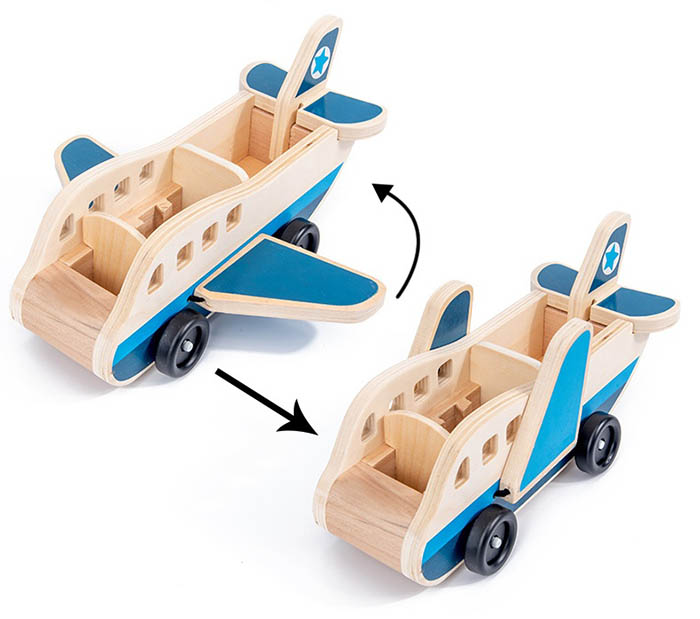 楽天市場】【送料無料】木のおもちゃ 積み木 車 運送車 飛行機 知育