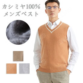 ニットベスト カシミヤ ベスト メンズ セーター Vネック カシミア100％ ニット メンズニット ビジネス カジュアル スクールベスト 洗える 洗濯ok 暖かさ やわらかい 職場 通勤 通学 秋冬 厚手 事務服 スクールニット シンプル 無地 大きいサイズ