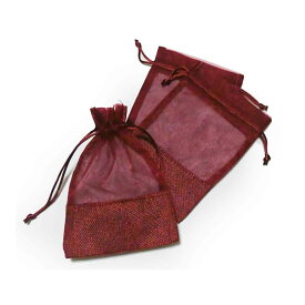 麻袋　ジュート　リネン　巾着袋　小物入れ　自然な風合い　10枚入り　ラッピング用品　ギフト用品 (Red-165)