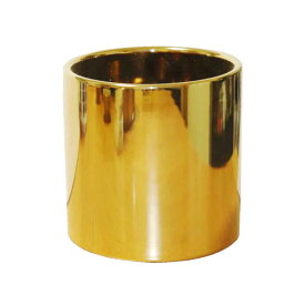 PRANTZ　プランズ　植木鉢　鉢植え　プランター　インテリア　穴付き　水抜き穴あり　陶器　円柱　カラー：ゴールド
