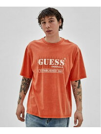 (M)Grid Logo Washed Tee GUESS ゲス トップス カットソー・Tシャツ オレンジ ブラック ベージュ【送料無料】[Rakuten Fashion]