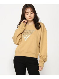 【SALE／50%OFF】(W)Crystal Mesh Logo Sweatshirt GUESS ゲス トップス スウェット・トレーナー ベージュ グリーン ブラック【RBA_E】【送料無料】[Rakuten Fashion]