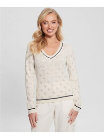 (W)ROSIE 4G Vn Ls Sweater GUESS ゲス トップス ニット ホワイト ネイビー【送料無料】[Rakuten Fashion]