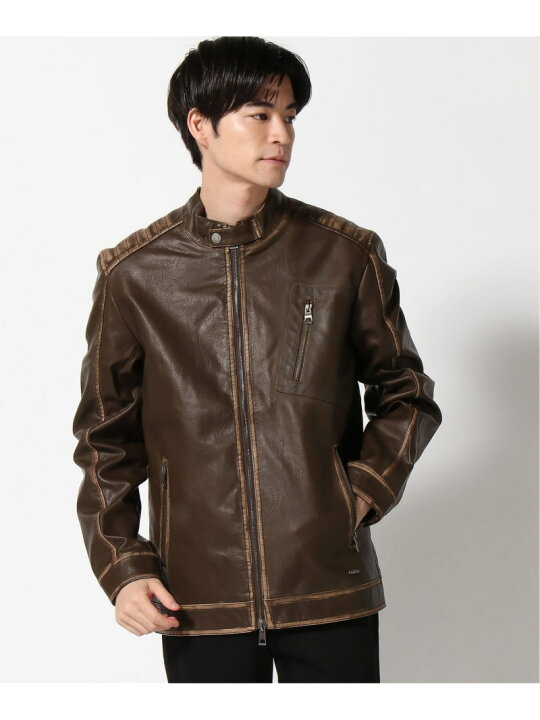 楽天市場】【SALE／60%OFF】GUESS ジャケット (M)Pu Leather Washed 