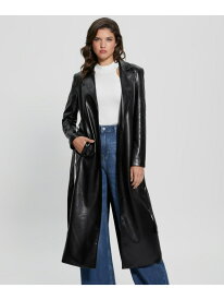 【SALE／50%OFF】(W)Gea Faux-Leather Trench Coat GUESS ゲス ジャケット・アウター トレンチコート ブラック【RBA_E】【送料無料】[Rakuten Fashion]