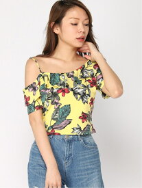 【SALE／70%OFF】(W)FLORAL ONE-SHOULDER TOP GUESS ゲス トップス カットソー・Tシャツ イエロー【RBA_E】[Rakuten Fashion]