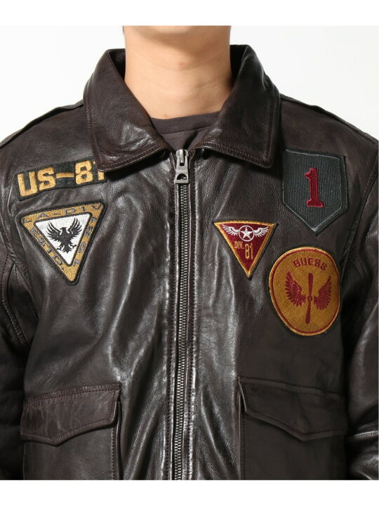 楽天市場】【SALE／50%OFF】(M)Patched Leather Jacket GUESS ゲス 