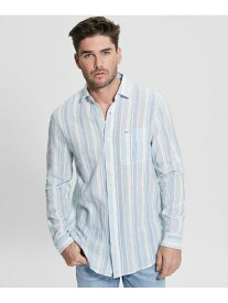 【SALE／50%OFF】GUESS 長袖 シャツ (M)Collins Striped Pocket Shirt GUESS ゲス トップス シャツ・ブラウス ブルー【RBA_E】【送料無料】[Rakuten Fashion]