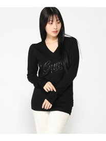 (W)MYLA Logo Vn Ls Sweater GUESS ゲス トップス ニット ブラック ピンク ホワイト【送料無料】[Rakuten Fashion]