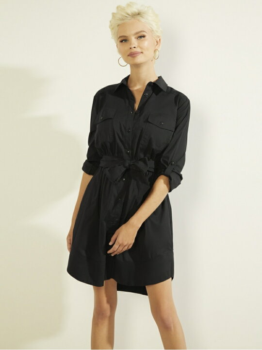 楽天市場 W Anika Shirtdress Guess ゲス ワンピース シャツワンピース ブラック ベージュ 送料無料 Rakuten Fashion Guess ゲス