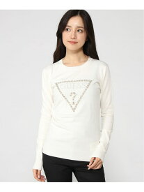 (W)Rosalie Triangle Logo Sweater GUESS ゲス トップス カットソー・Tシャツ ホワイト ブラック【送料無料】[Rakuten Fashion]