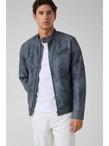 GUESS/(M)PU Leather Biker Jacket �W���P�b�g ���U�[�W���P�b�g ���C�_�[�X GUESS �Q�X �W���P�b�g�E�A�E�^�[ �u���]���E�W�����p�[ �O���[�y���������z[Rakuten Fashion]