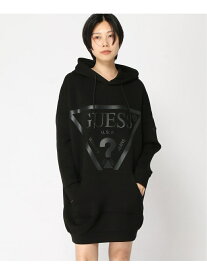 (W)Alisa Long Hooded Sweatshirt GUESS ゲス トップス パーカー・フーディー ブラック ベージュ【送料無料】[Rakuten Fashion]