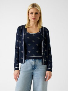GUESS/(W)4G Rhinestones Cardigan �J�[�f�B�K�� GUESS �Q�X �g�b�v�X �J�[�f�B�K�� �z���C�g �l�C�r�[�y���������z[Rakuten Fashion]